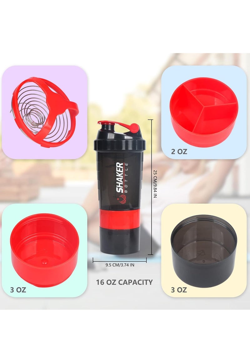 Generic - Shaker Bottle,16oz Shaker Cup,Protein Shaker Bottle with Storage & Shaker Ball,GYM Shaker Bottles for Protein Shakes,Sports Shake Mixer Bottle,100% Leak Proof,BPA Free,3 Layer (Red) - Image 1