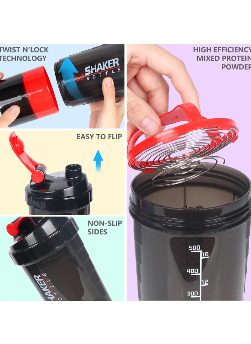 Generic - Shaker Bottle,16oz Shaker Cup,Protein Shaker Bottle with Storage & Shaker Ball,GYM Shaker Bottles for Protein Shakes,Sports Shake Mixer Bottle,100% Leak Proof,BPA Free,3 Layer (Red) - Image 1