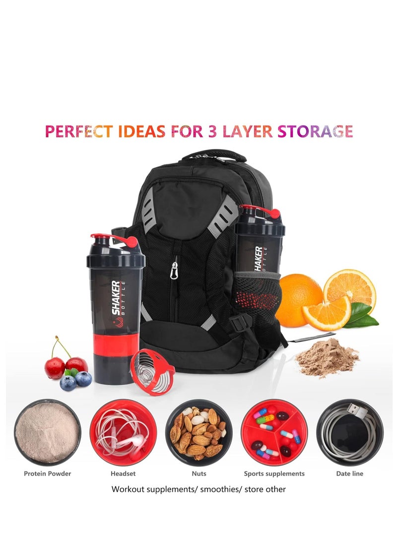 Generic - Shaker Bottle,16oz Shaker Cup,Protein Shaker Bottle with Storage & Shaker Ball,GYM Shaker Bottles for Protein Shakes,Sports Shake Mixer Bottle,100% Leak Proof,BPA Free,3 Layer (Red) - Image 1