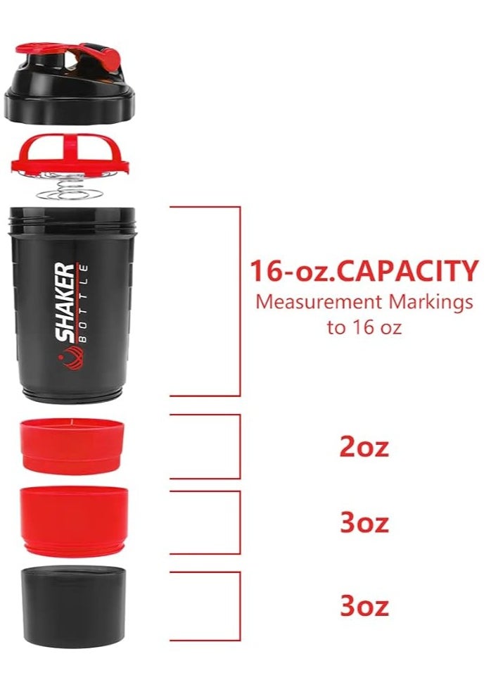 Generic - Shaker Bottle,16oz Shaker Cup,Protein Shaker Bottle with Storage & Shaker Ball,GYM Shaker Bottles for Protein Shakes,Sports Shake Mixer Bottle,100% Leak Proof,BPA Free,3 Layer (Red) - Image 1