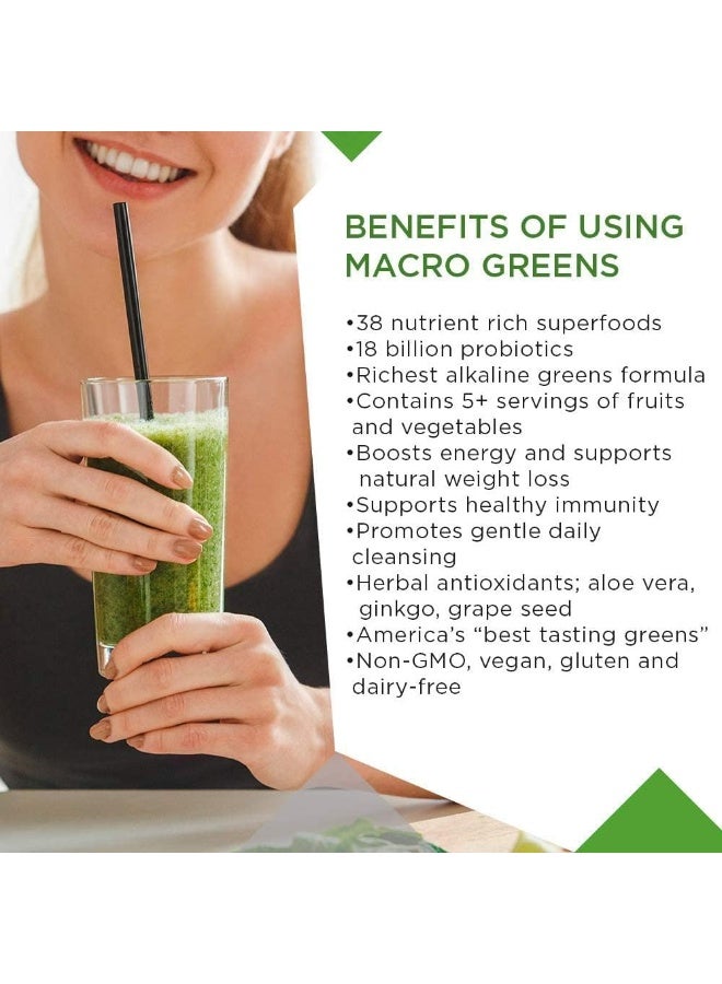 MacroLife Naturals Macro Greens Powder 38 Superfood Probiotic Antioxidant Enzyme & Herbal Supplement Immunity Energy Cleanse - Non-Gmo Vegan Gluten-Free Dairy-Free - 12 Packet Servings - Image 5