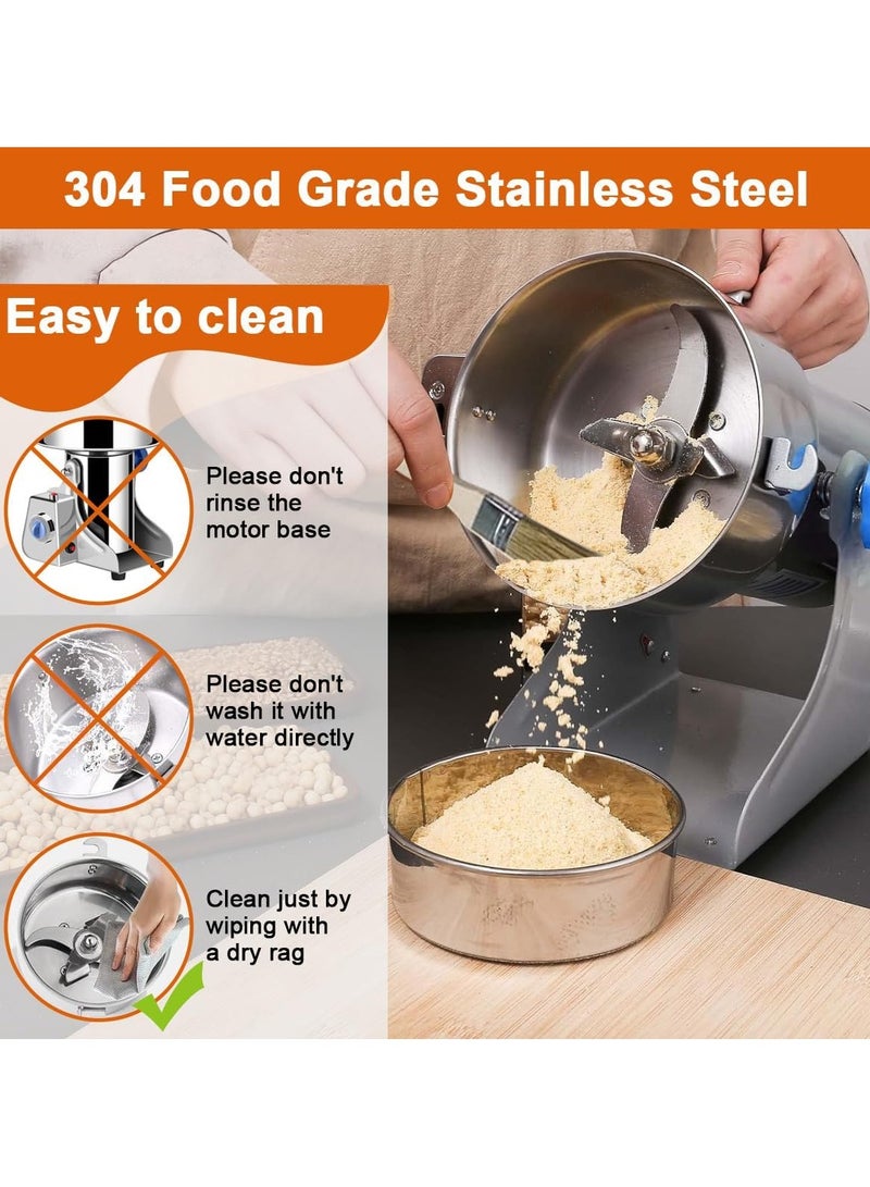 1500g Electric Grain Grinder 50-300 Mesh Herb Spice Mill, Stainless Steel & 3000W 36000rpm Commercial Motor, with Protection off Overload & Open-Cover-Stop  - Image 3