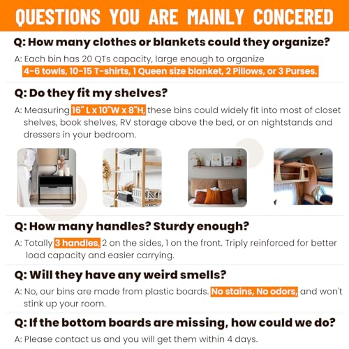 Criusia صناديق تنظيم خزانة كريوزيا 4 عبوات - منظم رف قابل للطي كبير مع مقابض - سلال تخزين وتنظيم منزلية على شكل شبه منحرف لتنظيم الملابس والألعاب والبطانيات والمناشف والحقائب والقبعات - Image 3