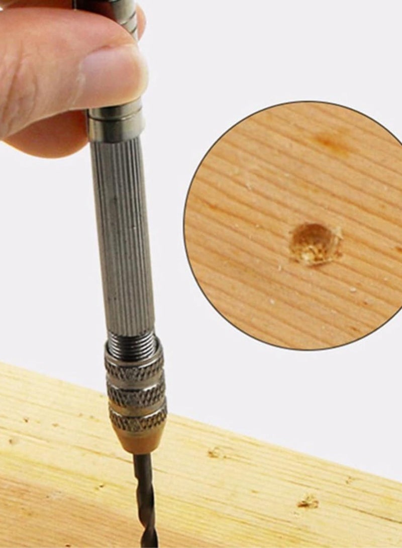 GGOOT Silver Hand Twist Drill Woodworking Hand Punch Tool 0.8-3.0mm Four-Headed Steel Handle Hardware Clock Maintenance Easy to Use  - Image 2
