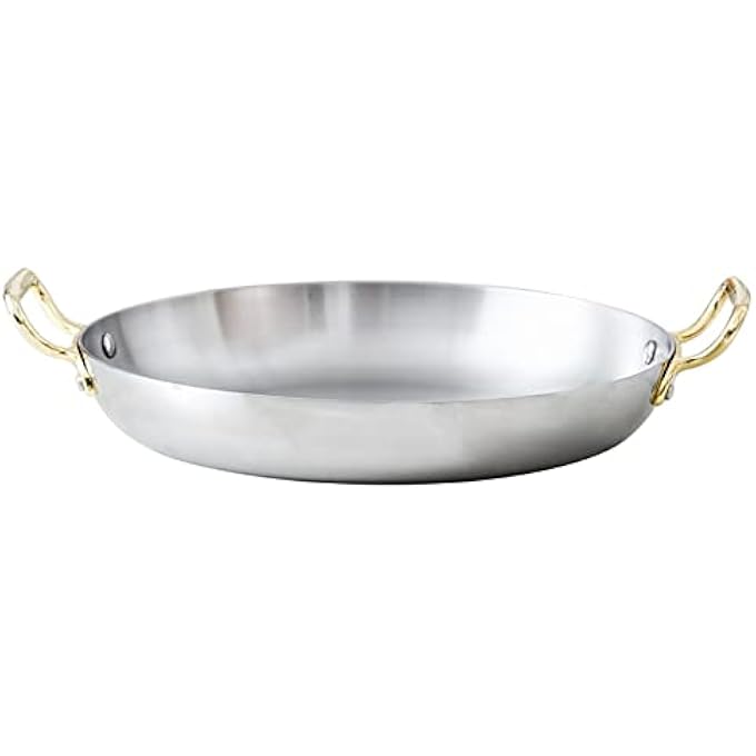 rayihni 4 Sizes Spanish Paella Pan Silver Nonstick Stainless Steel Skillet For Homes Or Restaurants Seafood Cooking Pan With Riveted Handles For Outdoor Camping28Cm - Image 1