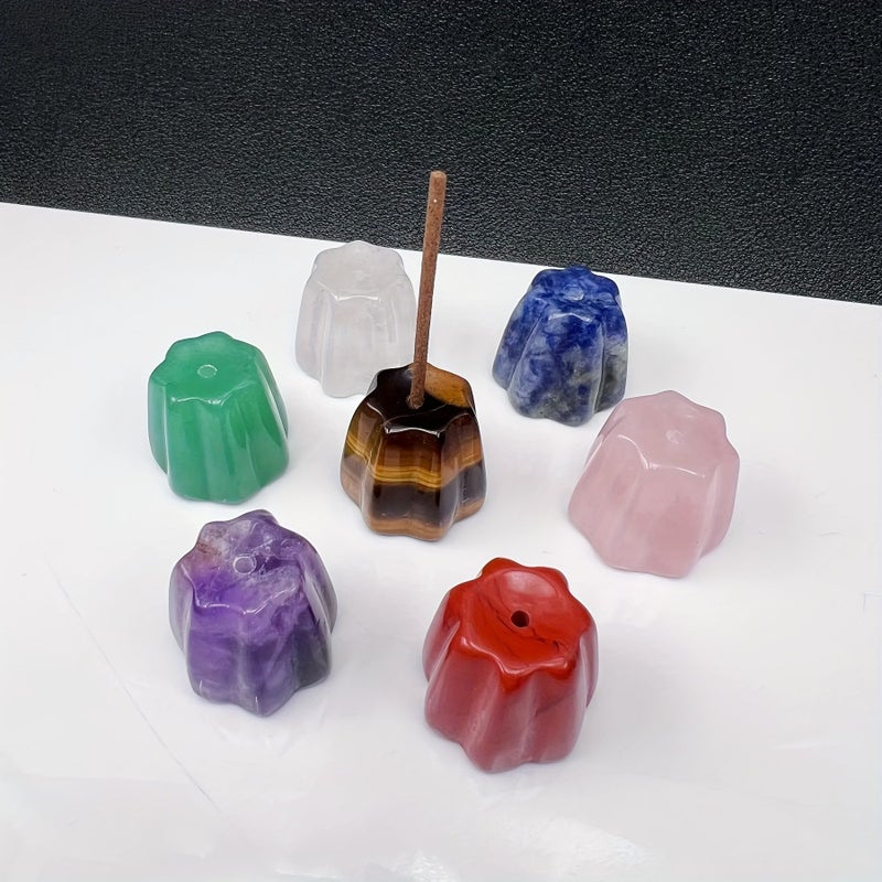 Natural Rose Quartz Crystal Flower Incense Holder Loose Gemstone - Image 5
