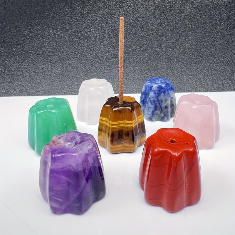 Natural Rose Quartz Crystal Flower Incense Holder Loose Gemstone - Image 1