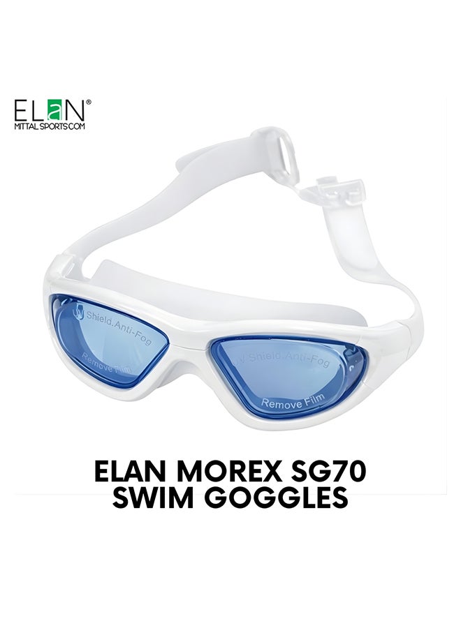 Elan ELAN Morex Super Premium Professional Swim Goggles - Big Lens Wide-View Design - Sleek White Anti-Fog & UV Protection Swimming Goggles - Ultra-Soft Leak-Proof Silicone for Maximum Comfort - Professional Use - Premium Goggles for Performance, Durability and Everyday Use - Image 1