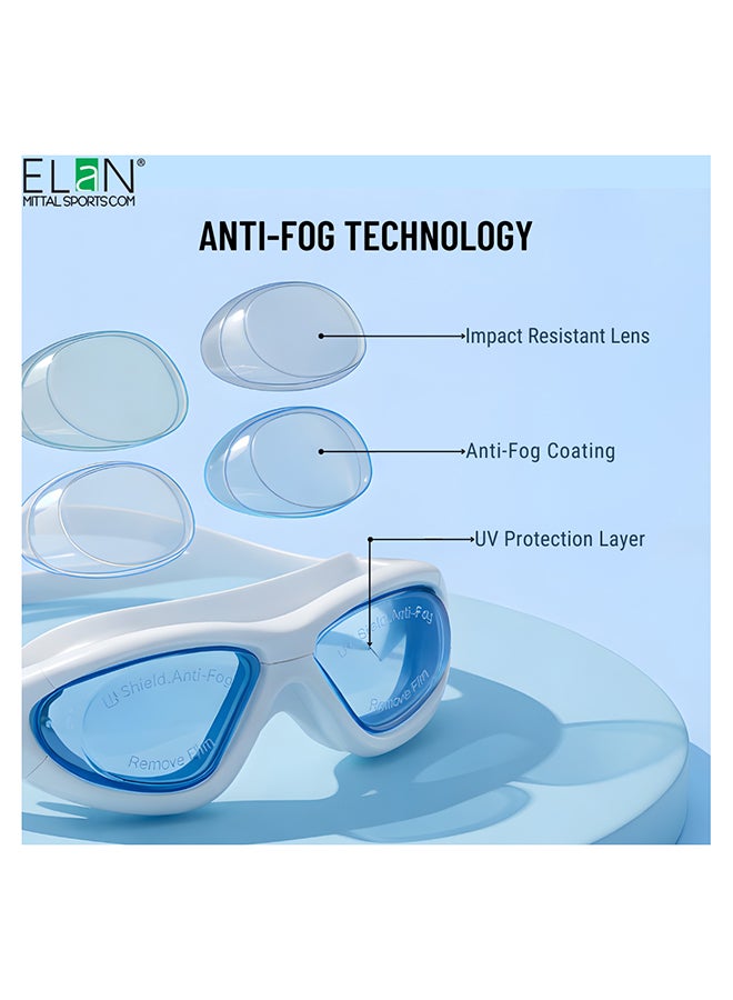 Elan ELAN Morex Super Premium Professional Swim Goggles - Big Lens Wide-View Design - Sleek White Anti-Fog & UV Protection Swimming Goggles - Ultra-Soft Leak-Proof Silicone for Maximum Comfort - Professional Use - Premium Goggles for Performance, Durability and Everyday Use - Image 3
