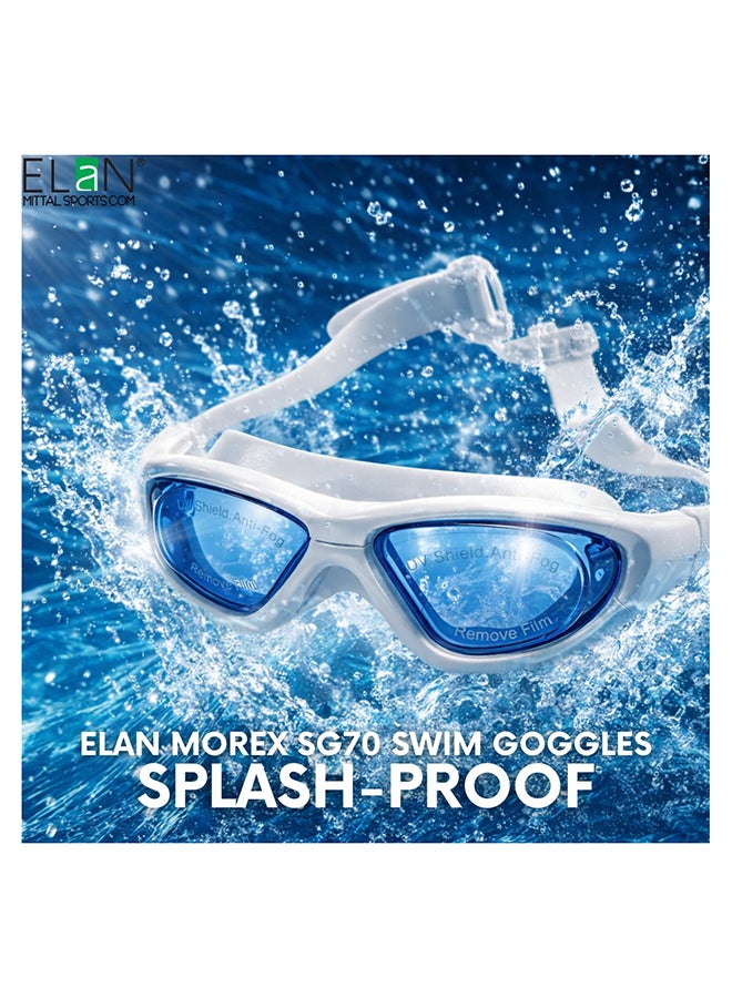 Elan ELAN Morex Super Premium Professional Swim Goggles - Big Lens Wide-View Design - Sleek White Anti-Fog & UV Protection Swimming Goggles - Ultra-Soft Leak-Proof Silicone for Maximum Comfort - Professional Use - Premium Goggles for Performance, Durability and Everyday Use - Image 2