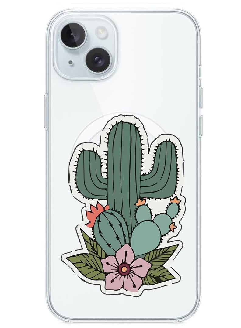 Theodor Magnetic Case for iPhone 15 6.1-inch Compatible with MagSafe Wireless Charging, Shockproof Phone Bumper Cover Cactus - Image 1