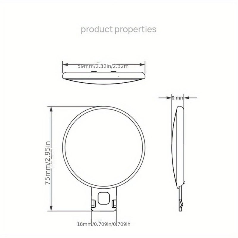 مصباح LED محمول للتثبيت بالقص، إضاءة تعبئة بيضاء، قابل لإعادة الشحن عبر USB، كاميرا فيديو مضغوطة للسيلفي. - Image 2