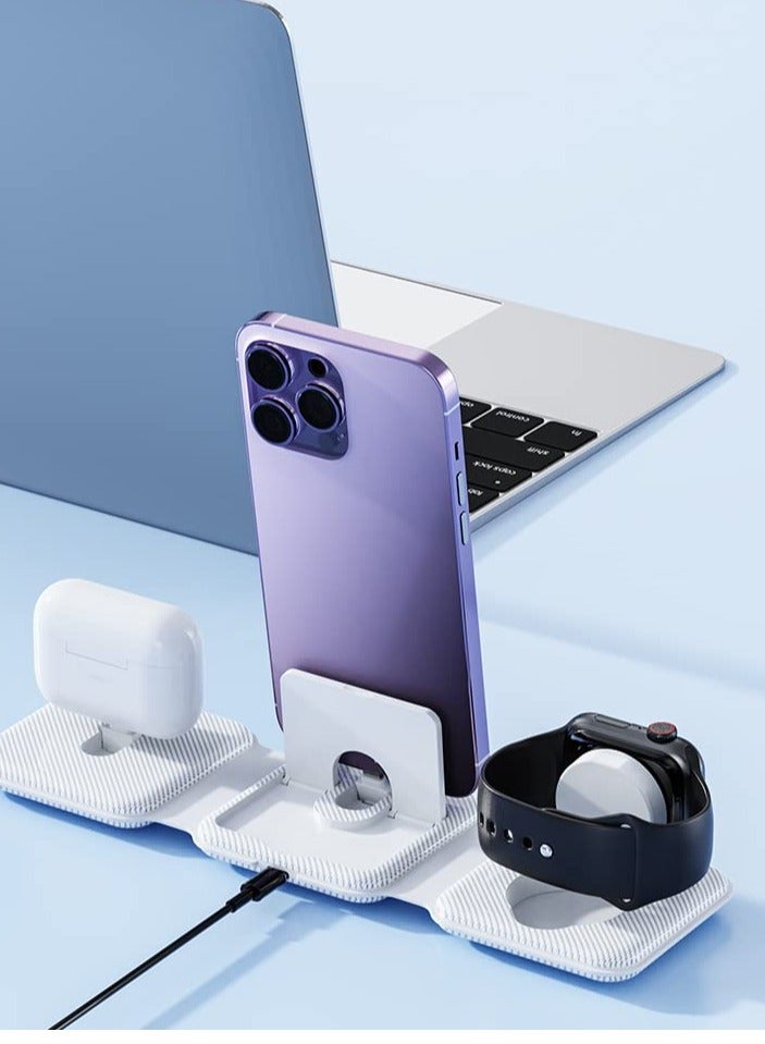 3-in-1 Foldable Wireless Charging Station, Fast Charging Dock for iPhone 14/Pro/Max/Plus/13/12 Series, AirPods 3/2/Pro, and iWatch 8-1 (White) - Image 3