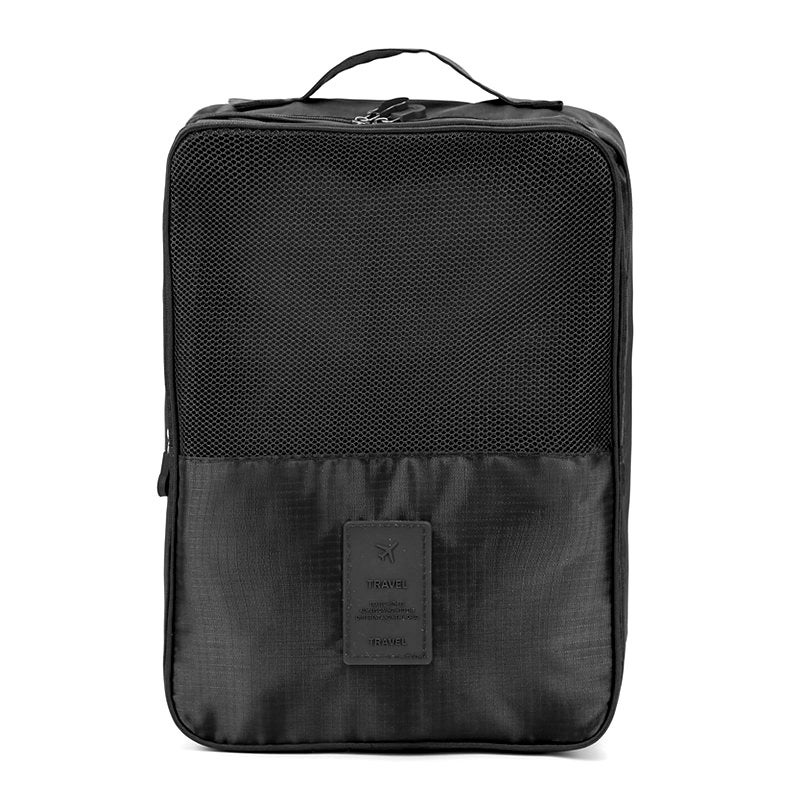 Dual-Layer Waterproof Travel Shoe Bag Organizer Black