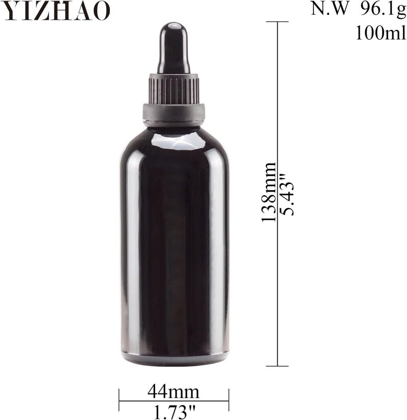 YIZHAO زجاجات قطرات الزرقاء سعة 100 مل، مزودة بقطرة زجاجية، للزيوت العطرية، العلاج بالروائح، المستحضرات التجميلية، السفر – 4 قطع - Image 2