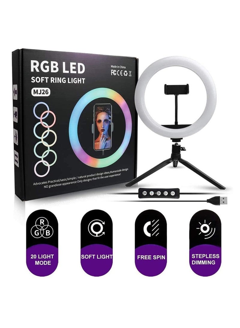 ار جي بي ضوء RGB LED ناعم MJ26 لكاميرا الهاتف الذكي وتصوير فيديو يوتيوب - Image 2