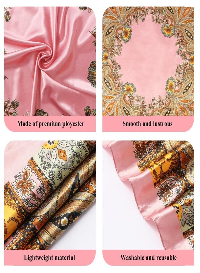 VBAEI 35” Large Square Satin Head Scarf - 1Pcs Satin Hair Scarf Silk Bandana Head Wraps For Women, Pink, 35 inches - Image 4