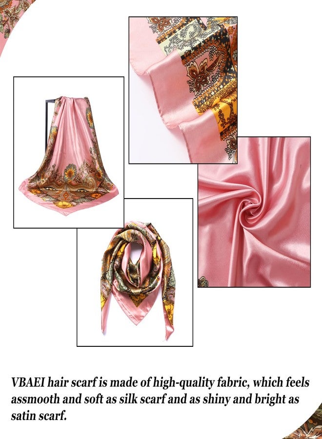 VBAEI 35” Large Square Satin Head Scarf - 1Pcs Satin Hair Scarf Silk Bandana Head Wraps For Women, Pink, 35 inches - Image 2