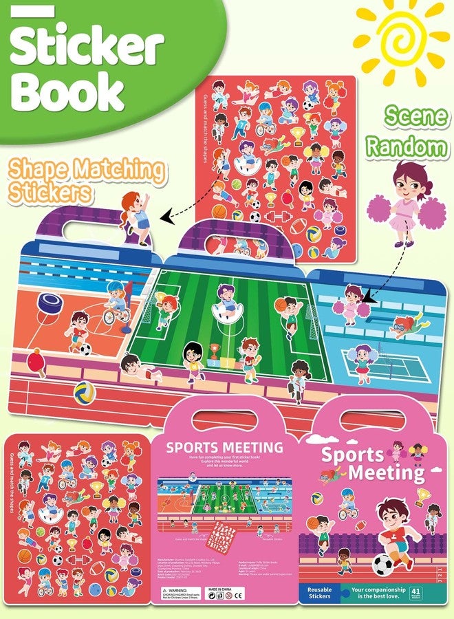 Benresive Reusable Sticker Book for Toddlers 2-4 Years, Fun Travel Stickers for Kids, Waterproof Sticker Books for Toddlers 1-3, Crafts Activities for Todddlers 1-3 2-4 3-5 - Sports - Image 2