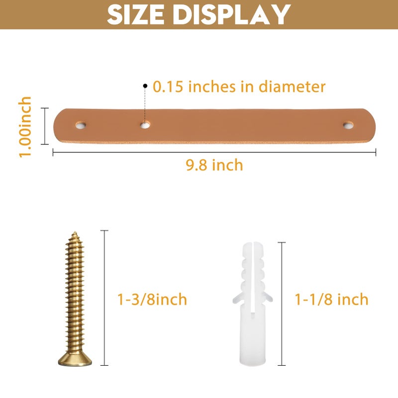 AddGrace 10 PCS Leather Curtain Rod Holder, PU Leather Curtain Rod Holders for Hanging Towel, Decorative Wall Hooks, Wall Mounted Loop for Oars 9.8" Brown - Image 3