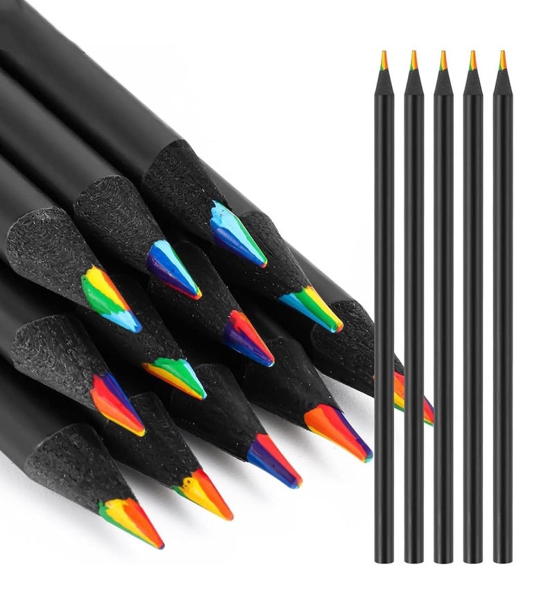 CRULAC 12 Pcs Rainbow Multicolored 7 in 1 Art Supplies Wooden Pencils for Drawing Painting Sketching Colouring 178 cm