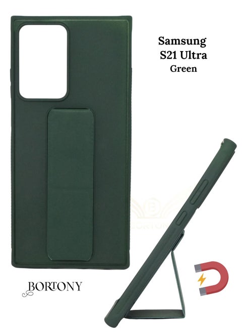 Galaxy S21 Ultra Case Fully Covered With Finger Grip Stand Holder Anti Slip Shockproof Protective Case Cover For Samsung Galaxy S21 Ultra