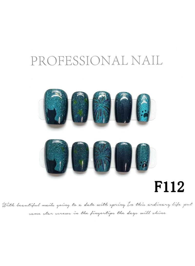 Binzo Beauty Handmade Cat Eye Press On Nails, 10pcs,Nails Art , Acrylic Nails, False Nails - Image 1