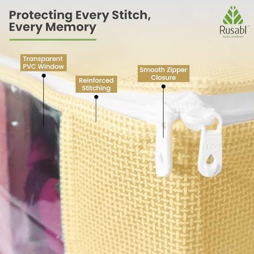 Rusabl Non Woven Multi Storage Covers (Pack of 6, Green) with Zipper Closure, Clothes Organiser for Wardrobe, Bag for Woman Dresses, Sarees, Lehengas, Shawls, Men T-Shirts, Shirts (42 x 35 x 20 cm) - Image 3