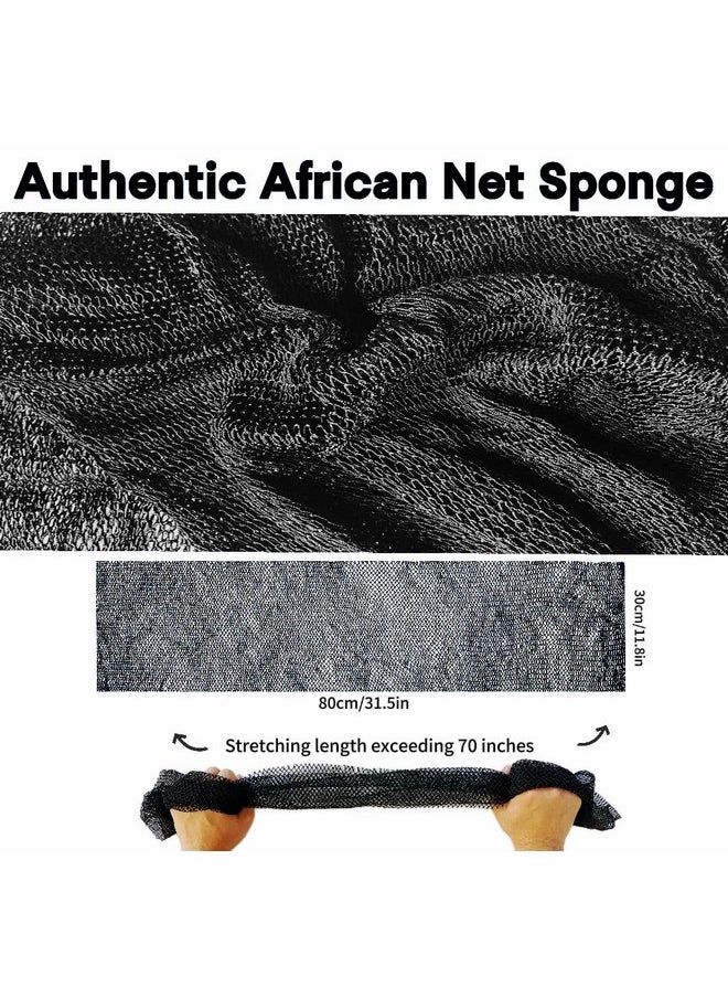 SPMKTBOZAI - African Net Sponge Authentic, African Exfoliating Sponge Real African Net Black Owned, African Bath Sponge Back Scrubber, Body Exfoliator Shower Bath Accessories (Black) - Image 1