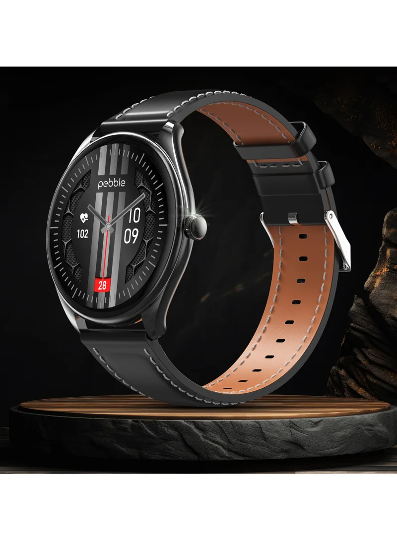 Pebble Royale Legend 1.43" AMOLED Display, Slimmest Design, Bluetooth Calling, Premium Built, Always On Display, Multi Sports Mode, Health Suite, Smart Calculator, Onyx Black