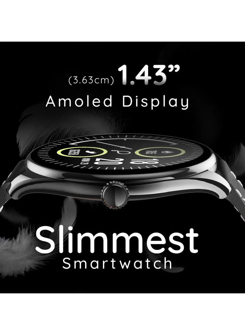 Pebble Royale Legend 1.43" AMOLED Display, Slimmest Design, Bluetooth Calling, Premium Built, Always On Display, Multi Sports Mode, Health Suite, Smart Calculator, Onyx Black