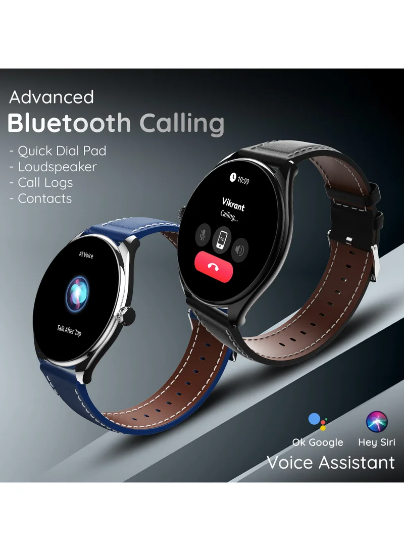 Pebble Royale Legend 1.43" AMOLED Display, Slimmest Design, Bluetooth Calling, Premium Built, Always On Display, Multi Sports Mode, Health Suite, Smart Calculator, Onyx Black