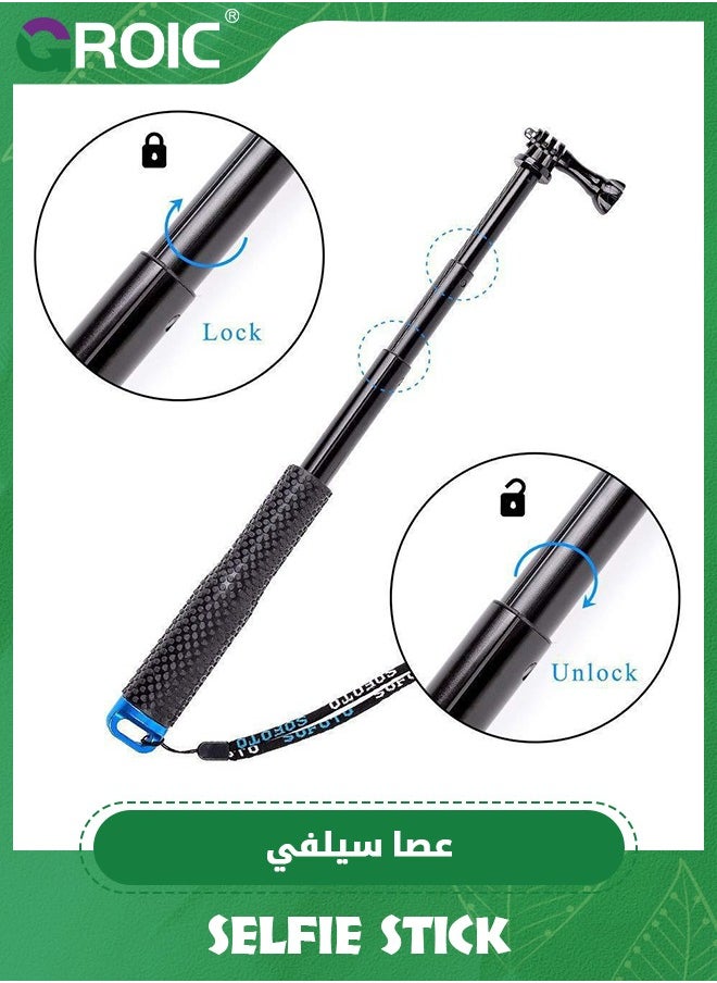 GROIC Waterproof Pole Selfie Stick Pocket Size Underwater Handle Grip Monopod Alumium for Gopro Hero Session Max Insta360 AKASO DJI OSMO Digital Cameras  - Image 5