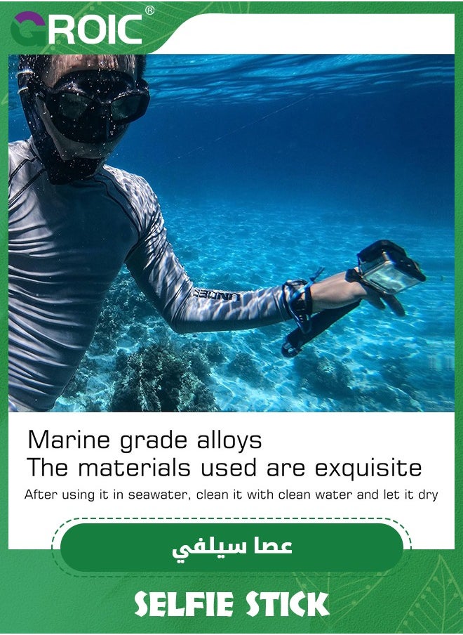 Waterproof Pole Selfie Stick Pocket Size Underwater Handle Grip Monopod Alumium for Gopro Hero Session Max Insta360 AKASO DJI OSMO Digital Cameras