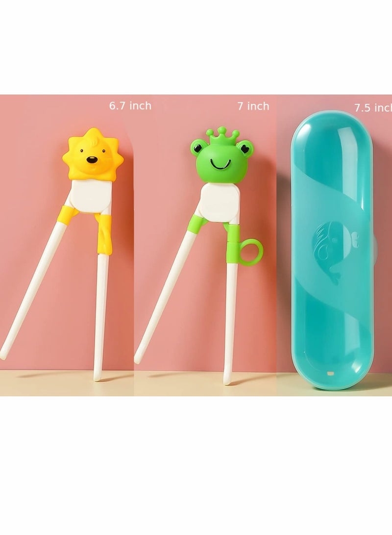 KASTWAVE Training Chopsticks for Kids, 2 Pcs Kids Learning Chopsticks,   with Dinosaur Head, Non-slippery Indented Tips and Adjustable Finger Holders, Easy to Use and Clean  - Image 2