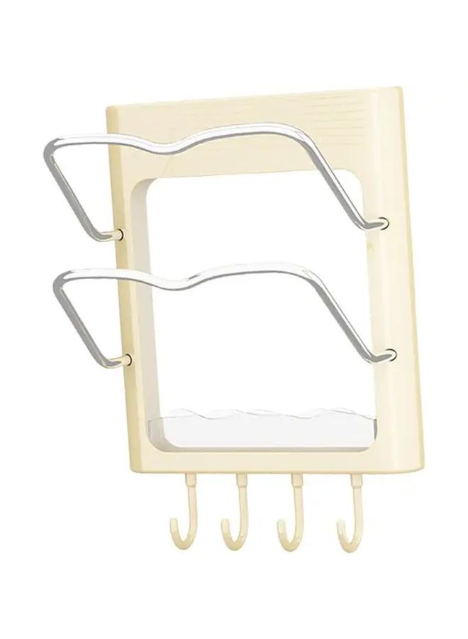 Cream Color Pot Lid Organizer Rack No Drill Stable Lid Holder Wall Mount - Image 5