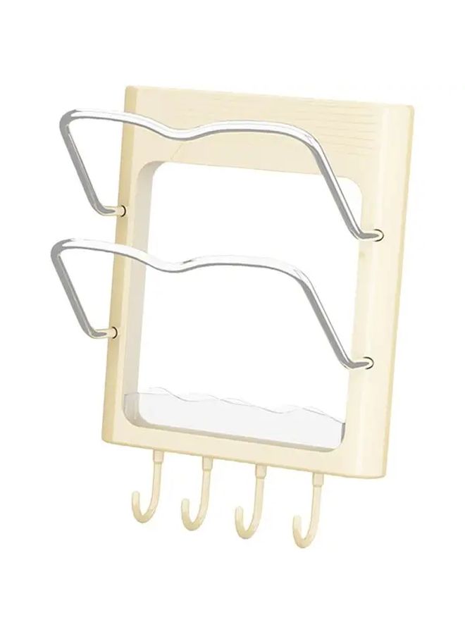 Cream Color Pot Lid Organizer Rack No Drill Stable Lid Holder Wall Mount - Image 1