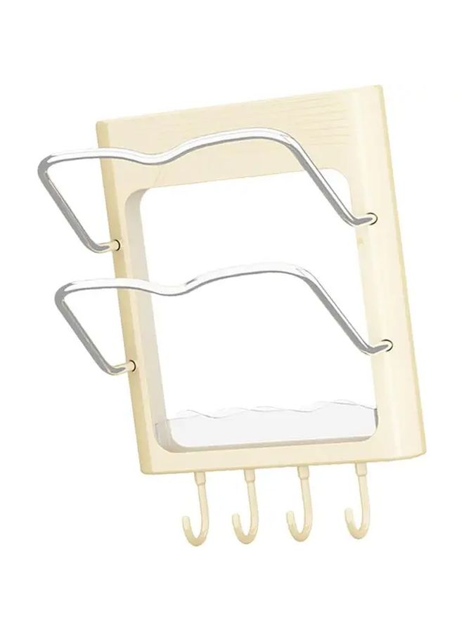Cream Color Pot Lid Organizer Rack No Drill Stable Lid Holder Wall Mount - Image 2