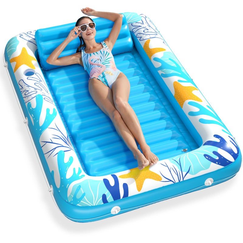 Jasonwell Inflatable Tanning Pool Lounger Float Jasonwell 4 in 1 Sun Tan Tub Sunbathing Pool Lounge Raft Floatie Toys Water Filled Tanning Bed Mat Pad for Adult Blow Up Kiddie Pool Kids Ball Pit - Image 2