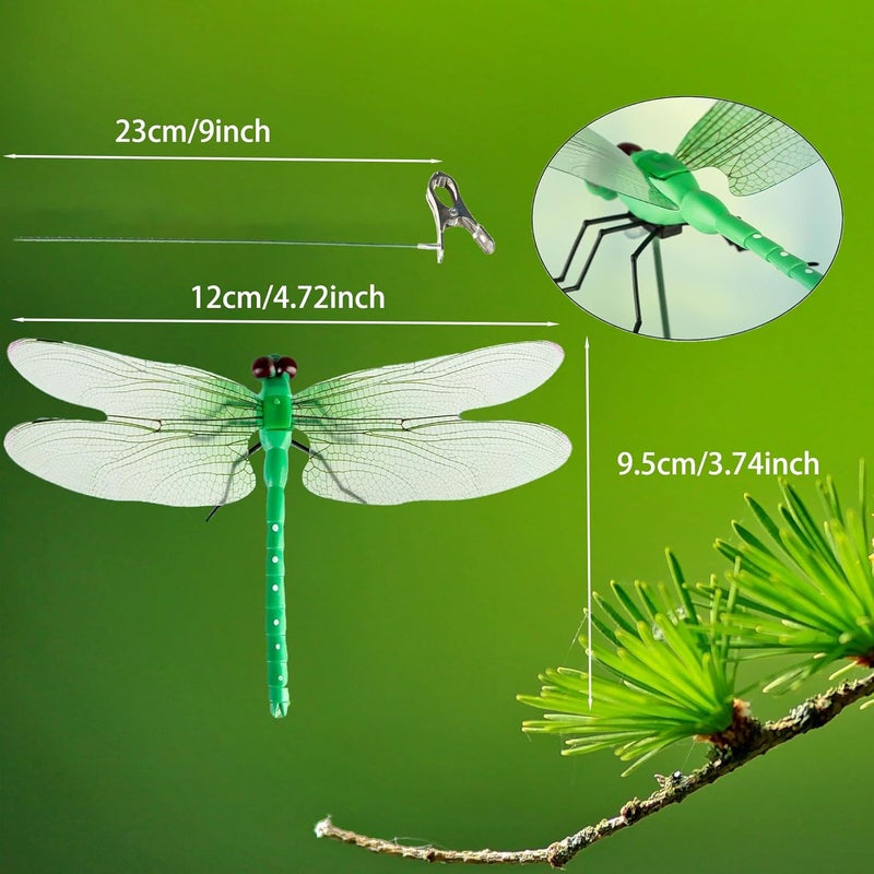 PCTC 8 PCS Fake Dragonfly Clips,3D Outdoor Dragon Fly Decor Clip on Dragonfly for Bugs Dragonfly Garden Stakes Gardening Decoration Insert Plaque Yard Ornaments Outdoors - Image 4