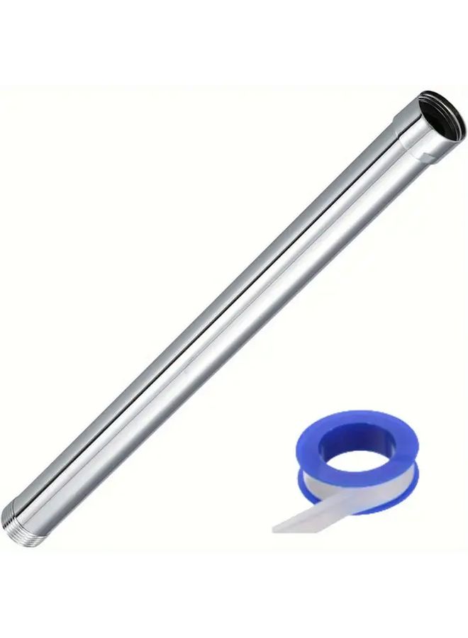 Chrome 12 Inch Stainless Steel Shower Arm Extension Tube With Teflon Tape - Image 2