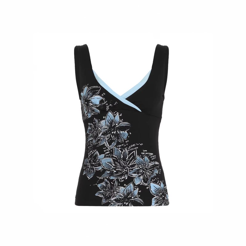 Y2K Retro Floral Print Slim Fit Cross V-Neck Camisole Summer Top for Women - Image 5