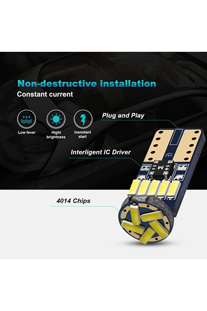 rayihni T10 White 10PCS T10 W5W Canbus Bulbs 194 LED 4014 SMD 15 LED Bulbs White Error Free Car Auto Wedge I - Image 3