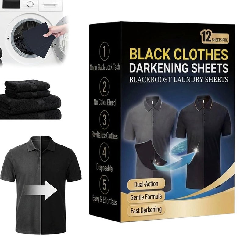 Clothing blackening sheets for home use, including laundry, dyeing, color fixing, and repair of faded black clothes. - Image 2