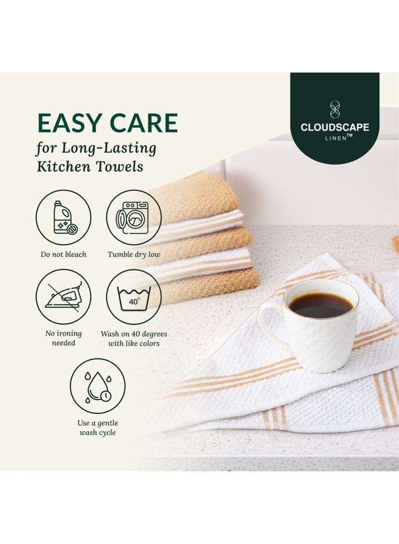 Cloud Scape Linen 12-Piece Kitchen Essentials Set – Includes Absorbent Dishcloths & Kitchen Towels, Non-Slip Silicone Grip, Beige - Image 5