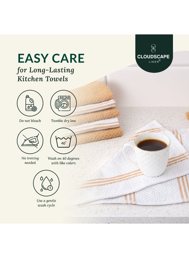 كلاود سكيب لينين 12-Piece Kitchen Essentials Set – Includes Absorbent Dishcloths & Kitchen Towels, Non-Slip Silicone Grip, Beige - Image 5