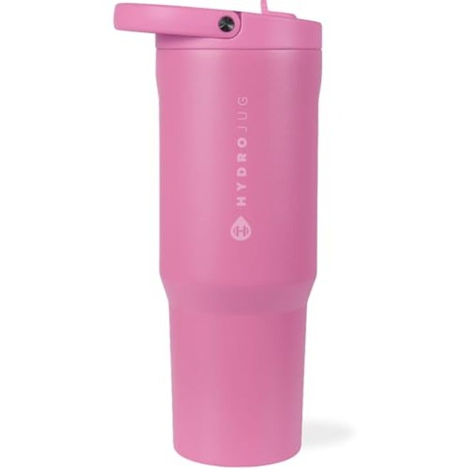 HydroJug Sport 40 oz Insulated Stainless Steel Water Bottle, Pink Sand - Triple Wall, Flip Straw, Leak-Resistant