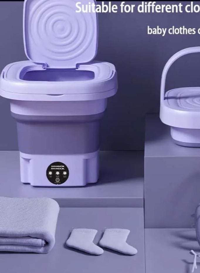 غسالة صغيرة قابلة للطي   آلة محمولة سعة 8 لتر مع سلة تصريف  للشقة  والسفر   والملابس الداخلية   والشخصية  والأطفال - Image 1