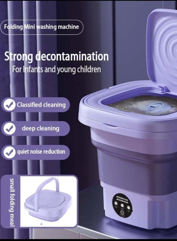 غسالة صغيرة قابلة للطي   آلة محمولة سعة 8 لتر مع سلة تصريف  للشقة  والسفر   والملابس الداخلية   والشخصية  والأطفال - Image 2