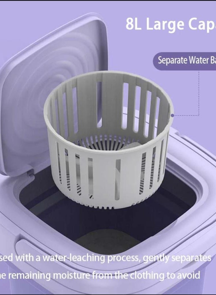 غسالة صغيرة قابلة للطي   آلة محمولة سعة 8 لتر مع سلة تصريف  للشقة  والسفر   والملابس الداخلية   والشخصية  والأطفال - Image 3